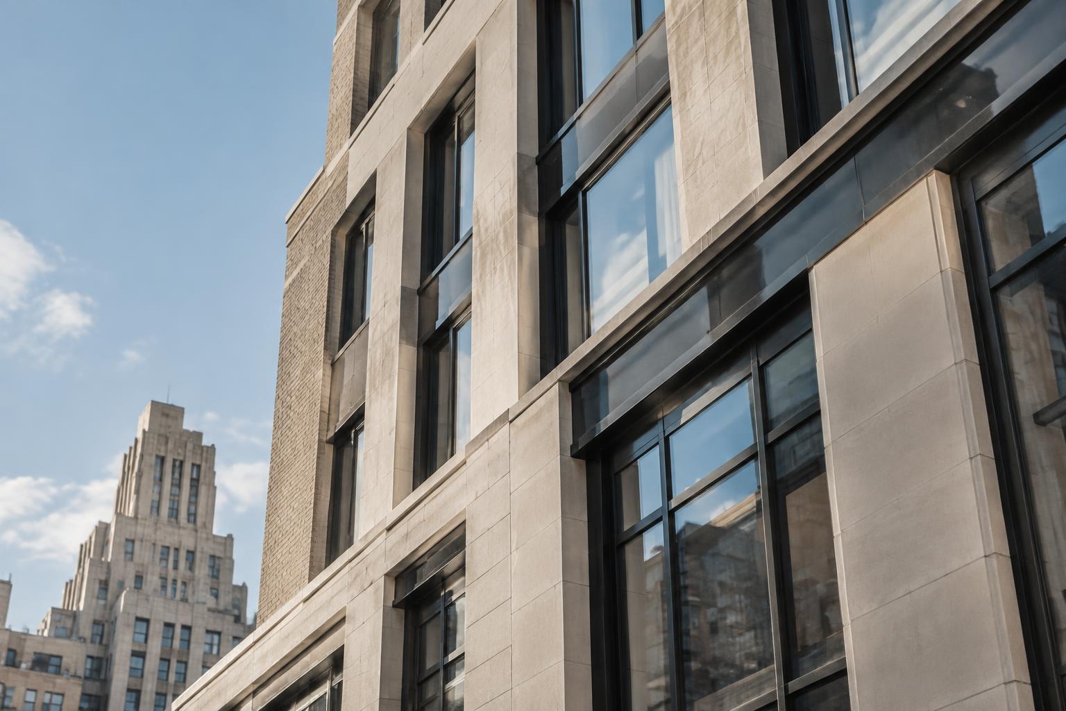 Geometric stone and glass architecture in New York City